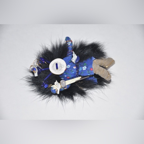 Alaskan Eskimo Figurine Christmas Ornament Real Fur Fabric Wire Originals - Picture 3 of 6